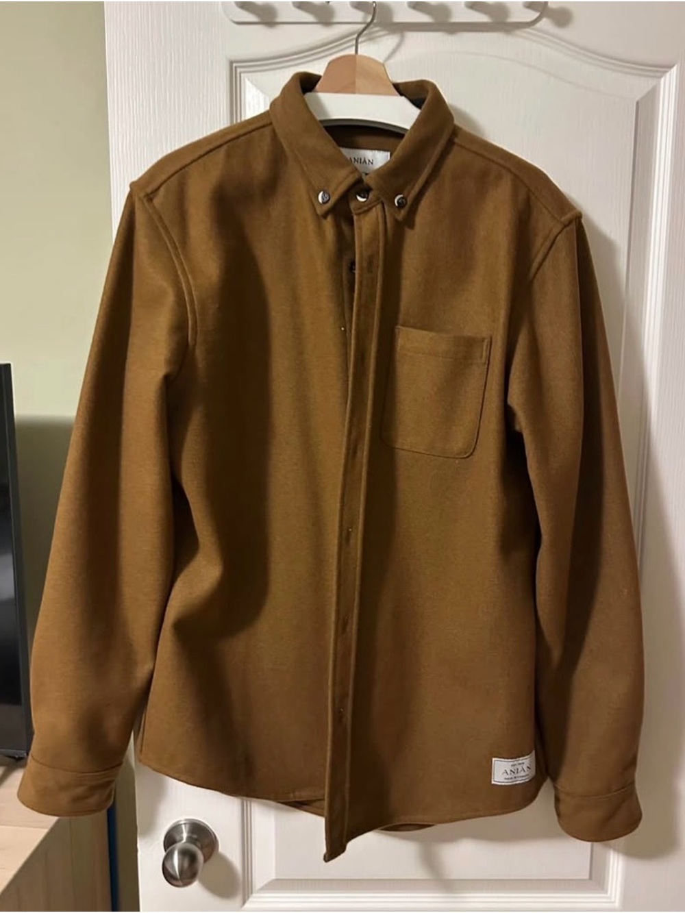 Men’s ANIAN Modern Melton Wool Shirt (XXL). Like new. Never worn. Fits slim, lik